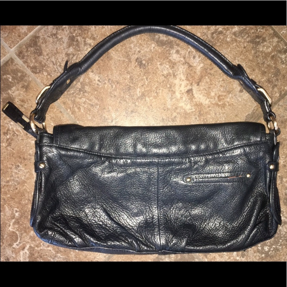 B. Makowsky Black Pebbled Leather Hobo Satchel - Picture 3 of 8